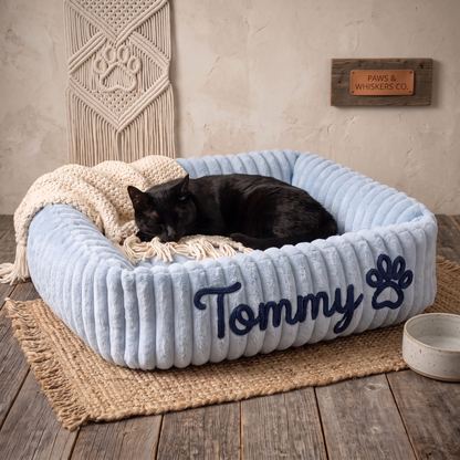 Personalisiertes, flauschiges Wolken-Katzenbett mit weicher Umrandung