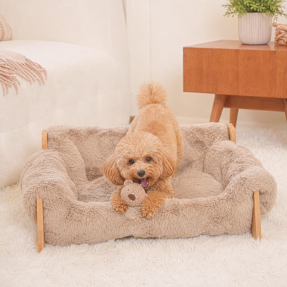 Luxuriöses, erhöhtes Hundebett aus Massivholz
