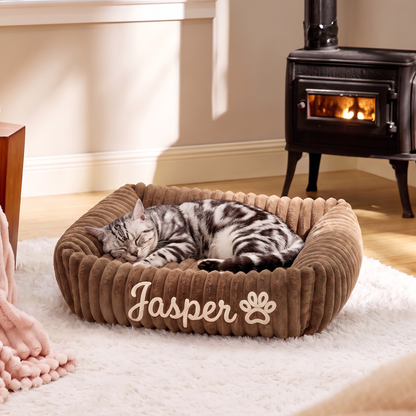 Personalisiertes, flauschiges Wolken-Katzenbett mit weicher Umrandung