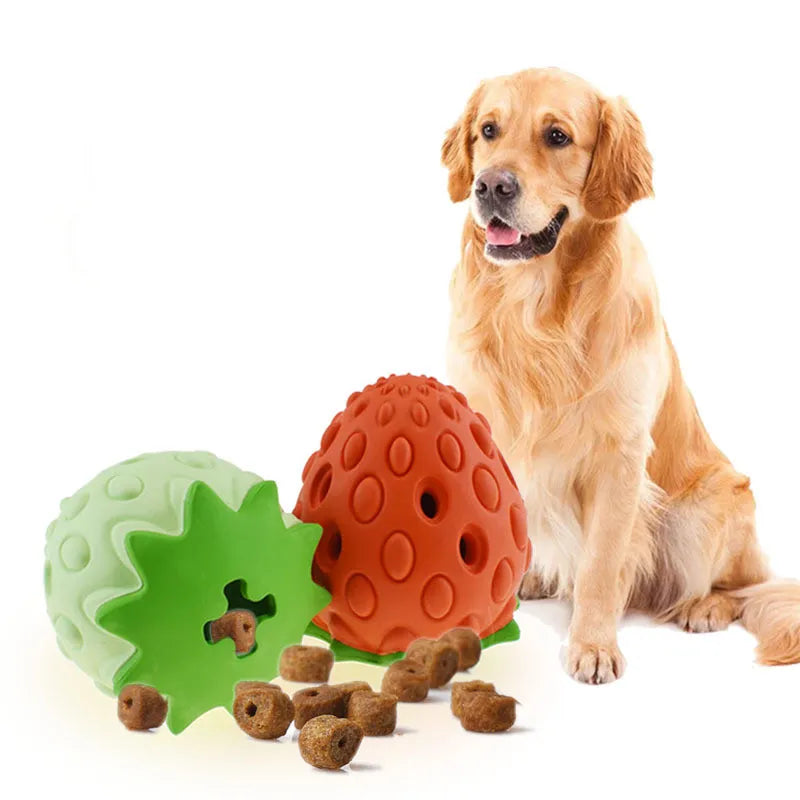 Kauspielzeug für Hunde – Interaktives Spielzeug in Erdbeerform Aus Gummi