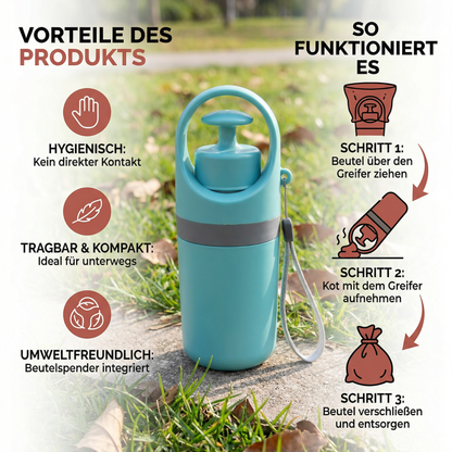 Praktische Kotgreifarm Hilfe mit Kotbeutel – Tragbares Outdoor-Set