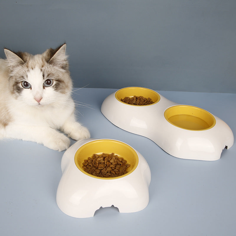 Hundenapf und Futternapf Set für Haustiere – Rutschfestes Doppelnapf Design mit Gelb