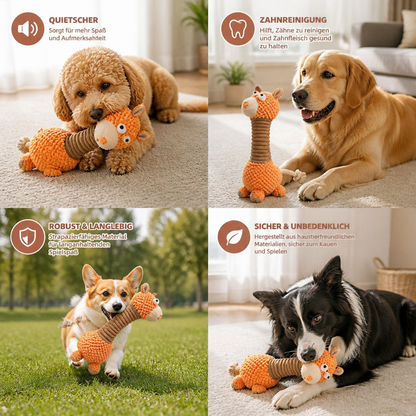 Robustes Plüsch-Hundespielzeug mit Baumwollseil, Quietscher und Zahnreinigungsfunktion