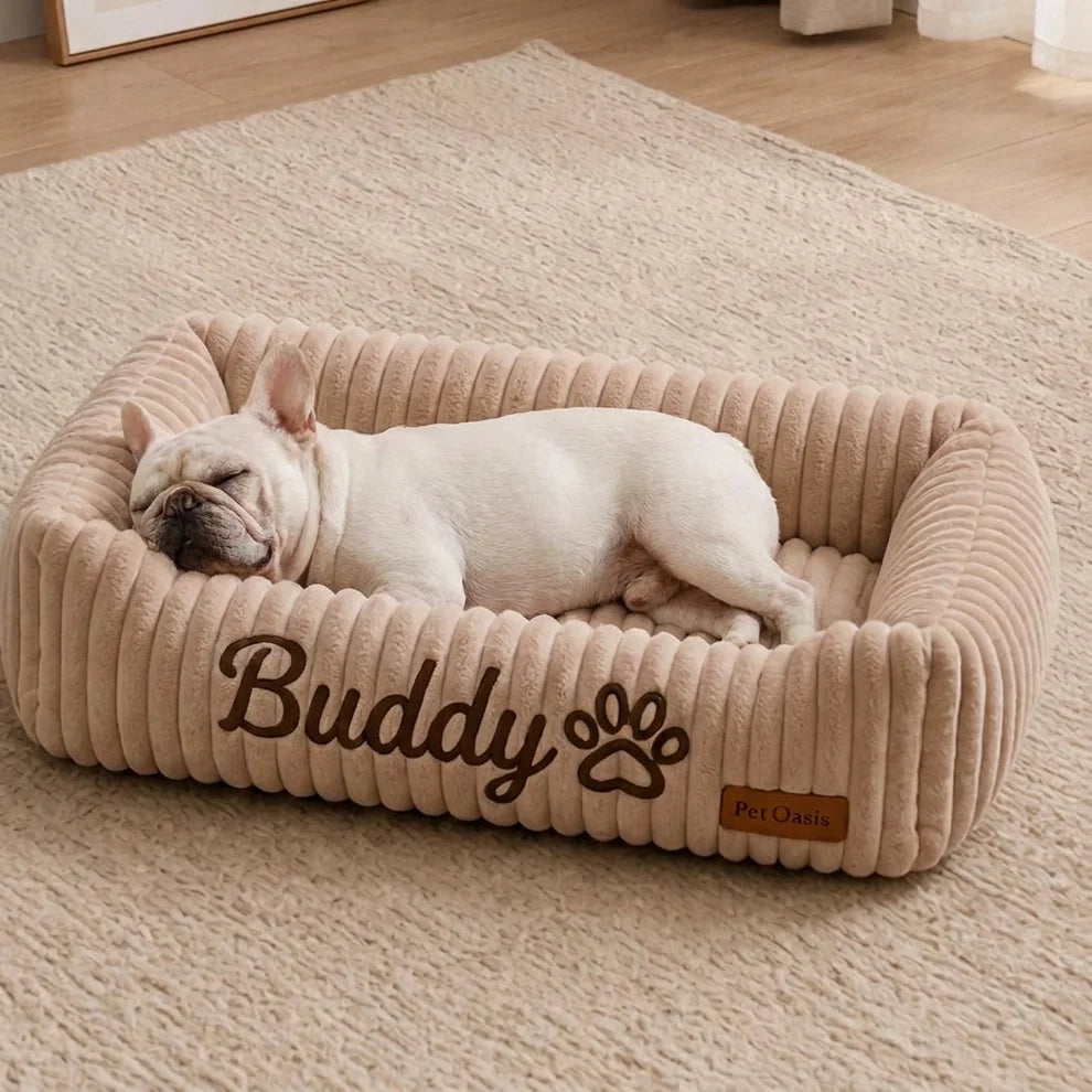 Personalisiertes, flauschiges Wolken-Hundebett mit weicher Umrandung