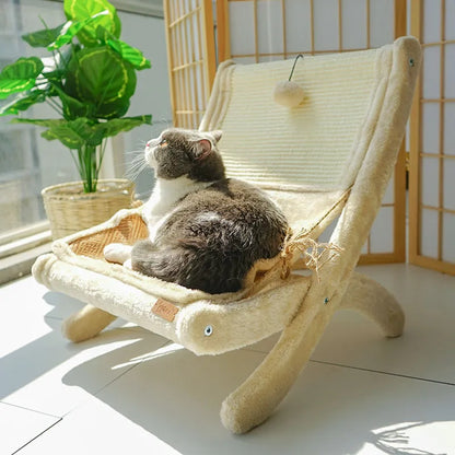 Katzen-liegestuhl Mit Kratzfläche – Bequemer Schlafplatz  Kratzmöbel In Einem