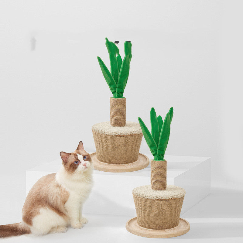 Katzenskratzbaum Pflanze – Kratzstamm mit Sisal und weichen Blättern, Katzenkratzmöbel für Zuhause