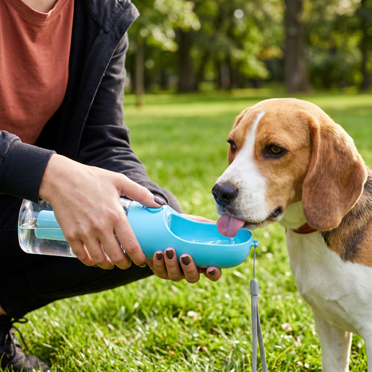 3 in 1 tragbare Hundeflasche mit Futterbehälter und Kotbeutelhalter
