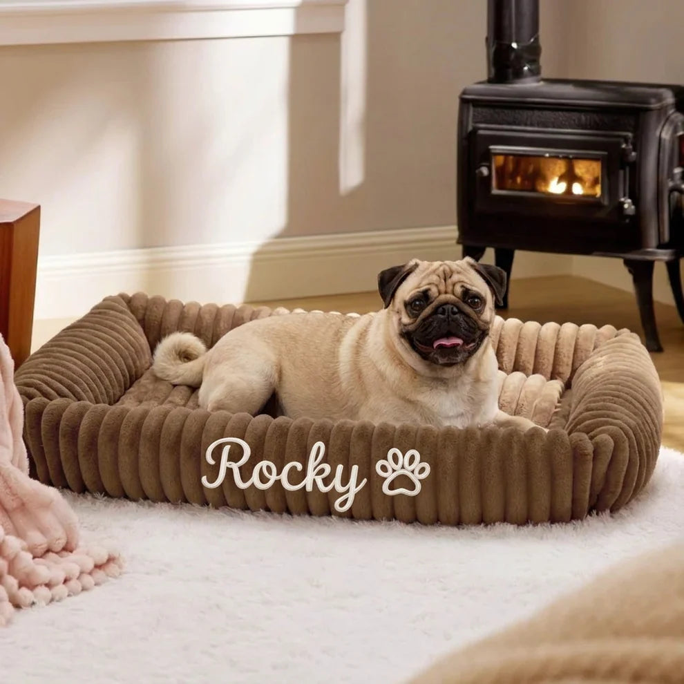Personalisiertes, flauschiges Wolken-Hundebett mit weicher Umrandung