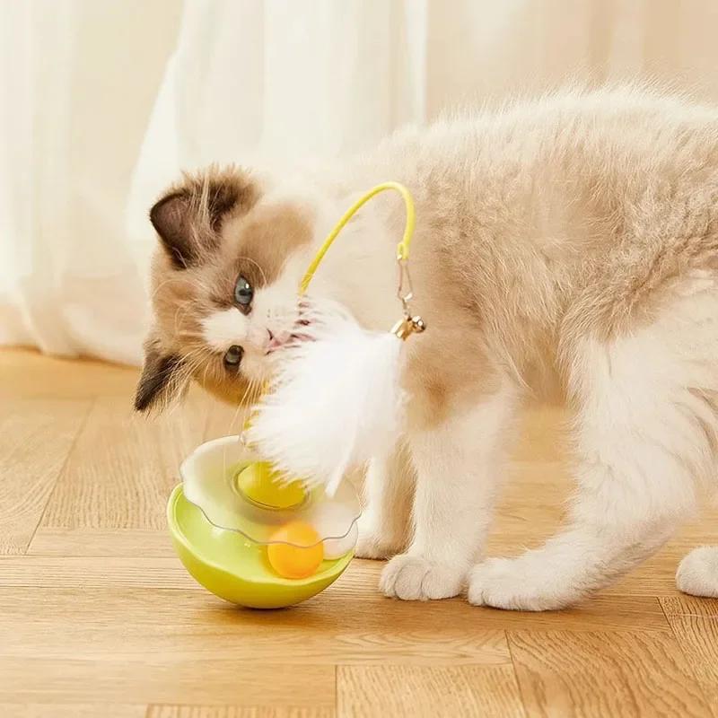 Wackelndes Feder und Minze Ball Spielstation für Katzen
