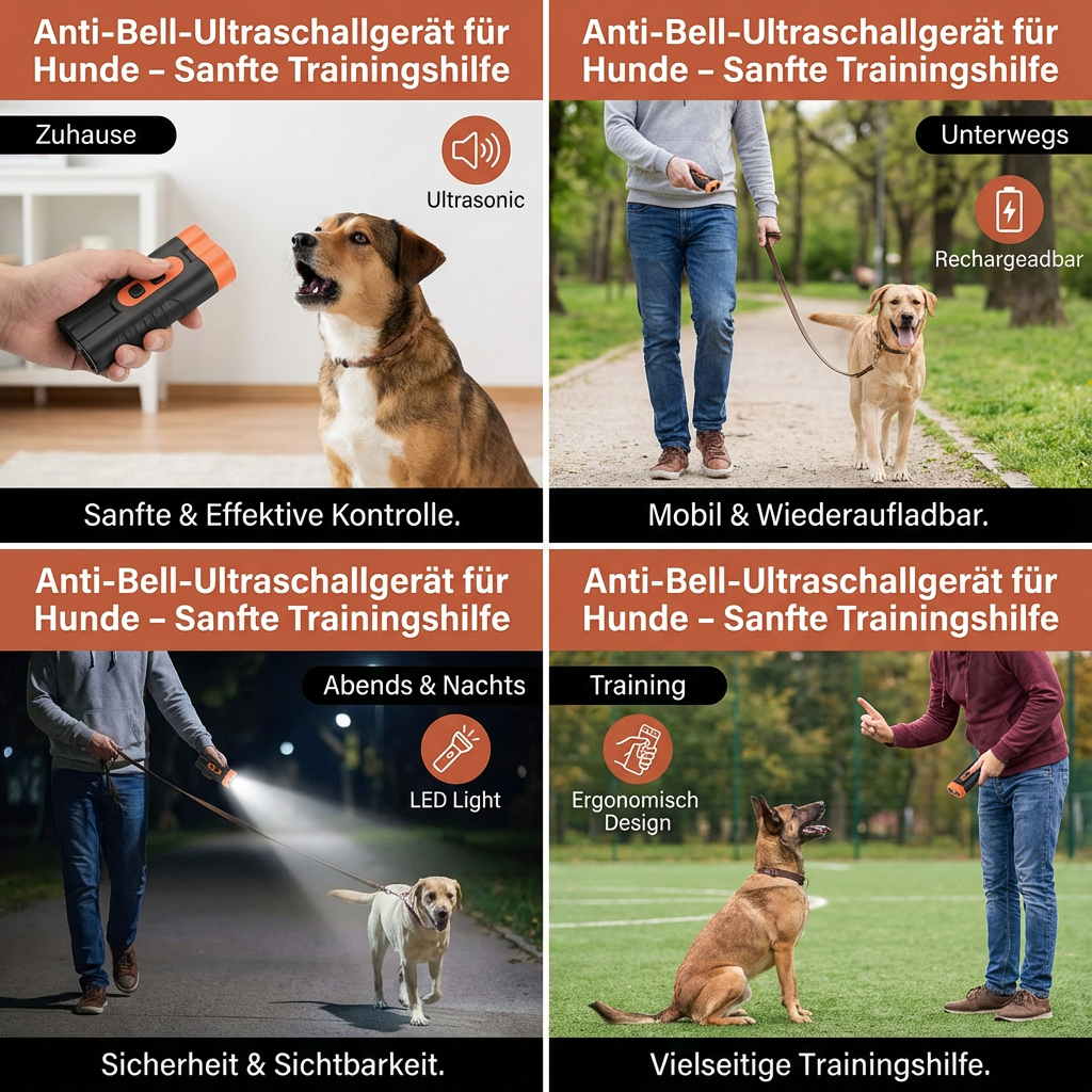 Anti-Bell-Ultraschallgerät für Hunde – Sanfte Trainingshilfe Mobil & Wiederaufladbar