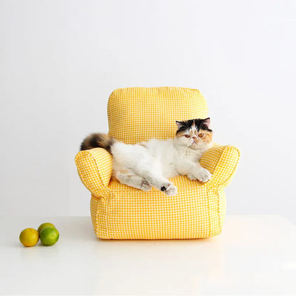 Mini Haustier-Sessel für Katzen und Kleine Hunde – Bequemer Lounge-Stuhl mit Armlehnen