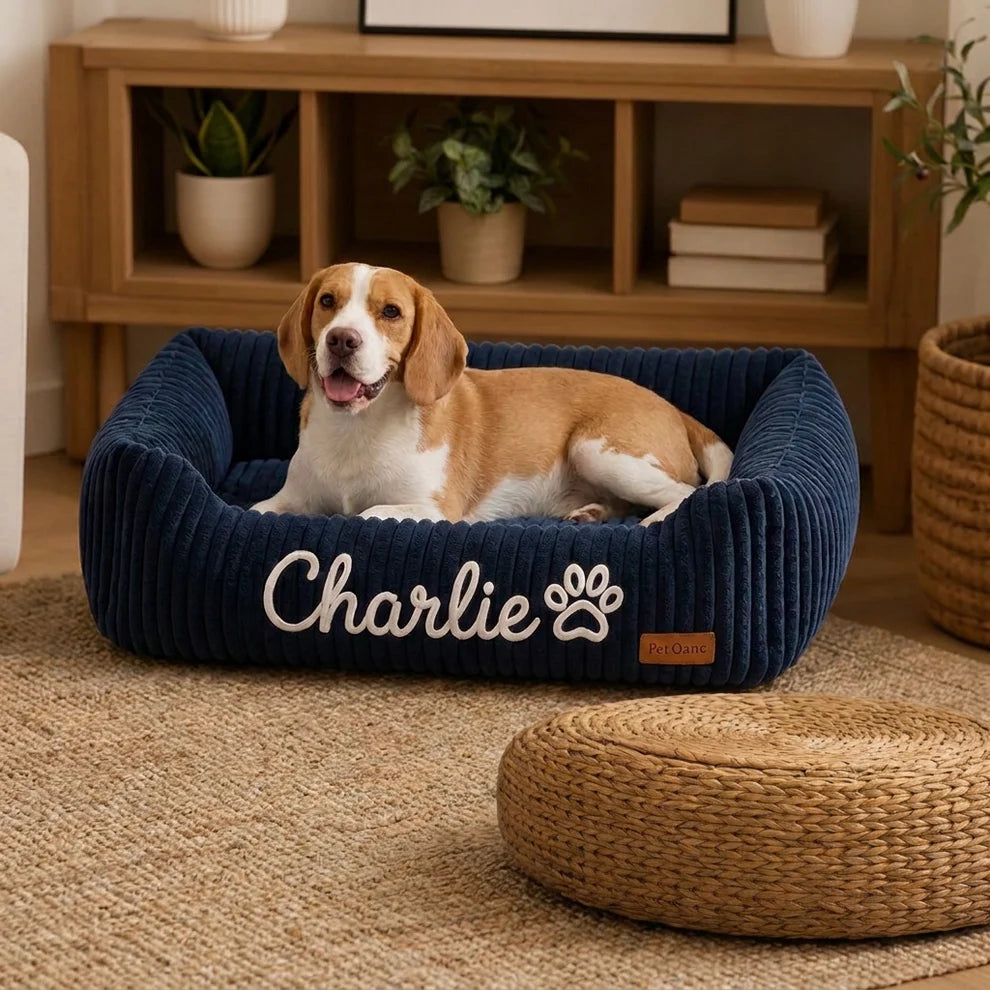 Personalisiertes, flauschiges Wolken-Hundebett mit weicher Umrandung