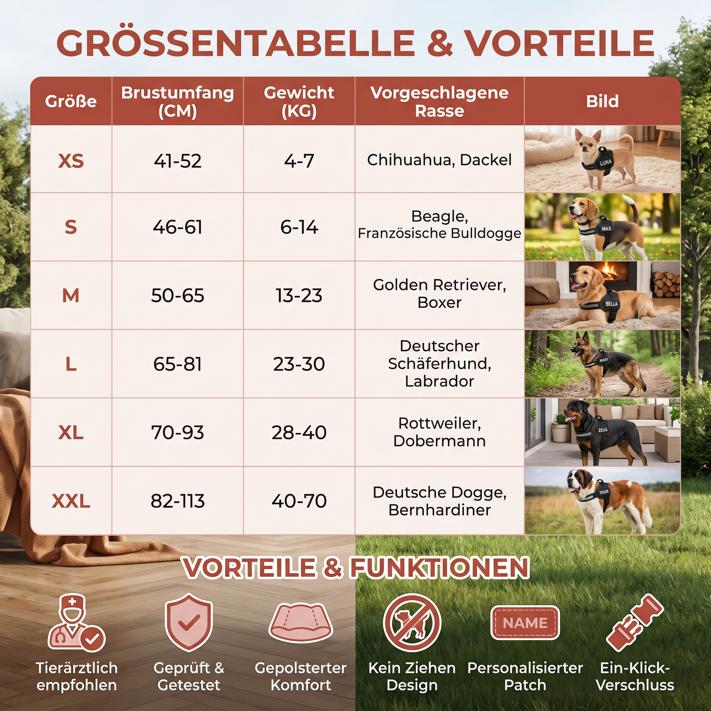Personalisiertes Anti-Zug-Hundegeschirr mit vorderem D-Ring – zur Entlastung von Nacken und Schultern entwickelt