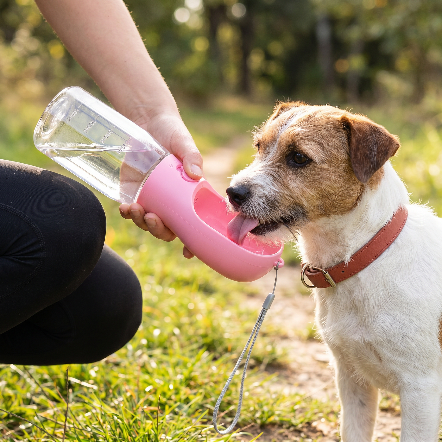 3 in 1 tragbare Hundeflasche mit Futterbehälter und Kotbeutelhalter