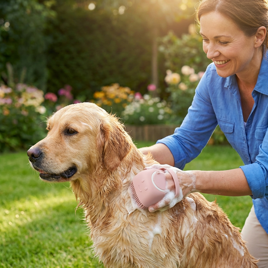 Praktische 2-in-1 Profi Hundebadebürste – Tiefenreinigung & Massage in einem Schritt