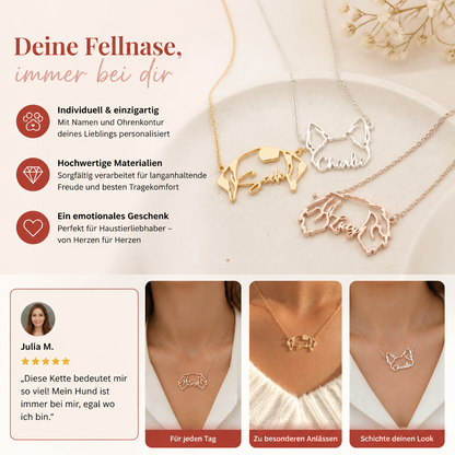 Personalisierte Tierohren-Namenskette