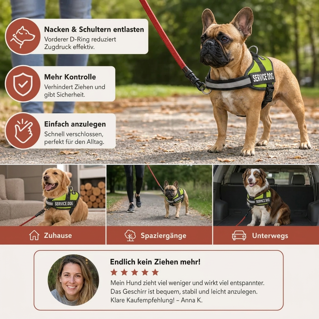 Personalisiertes Anti-Zug-Hundegeschirr mit vorderem D-Ring – zur Entlastung von Nacken und Schultern entwickelt