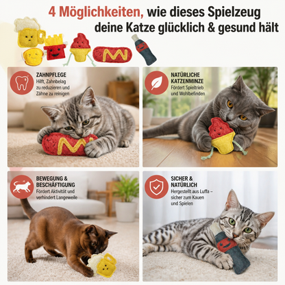Zahnpflegendes Katzenminze-Kauspielzeug – Natürliches Luffa-Set für Zahnpflege & Spiel