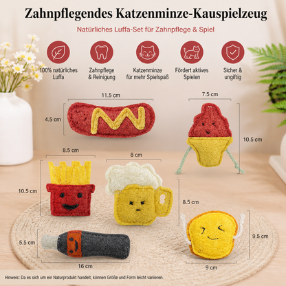 Zahnpflegendes Katzenminze-Kauspielzeug – Natürliches Luffa-Set für Zahnpflege & Spiel