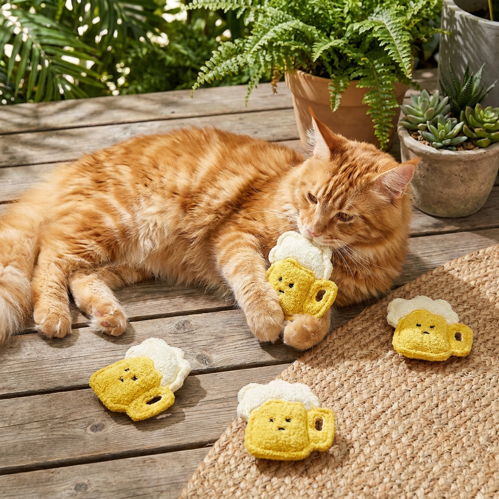 Zahnpflegendes Katzenminze-Kauspielzeug – Natürliches Luffa-Set für Zahnpflege & Spiel