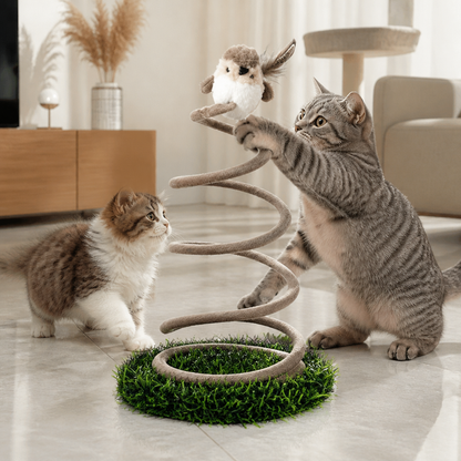 Interaktives Feder-Vogelspielzeug für Katzen mit Grasbasis
