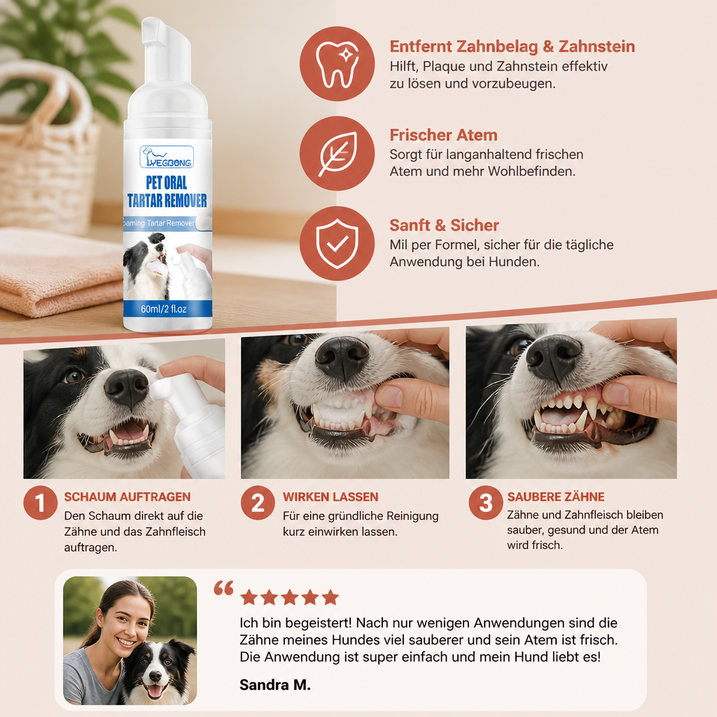 Zahnreinigungsschaum für Hunde – Für sauberere Zähne & frischen Atem