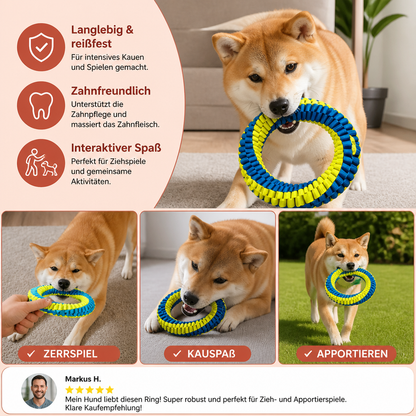 Robustes geflochtenes Ring-Zerr- & Kauspielzeug für Hunde