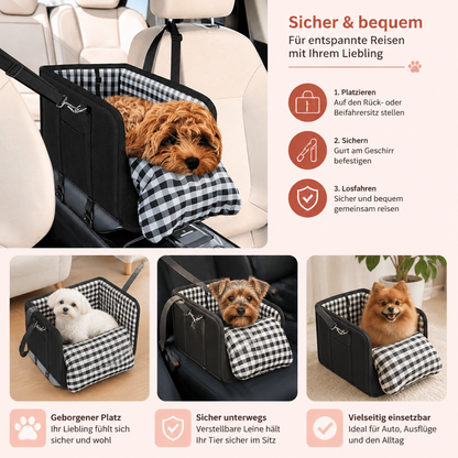Sichere Auto-Transporttasche für kleine Hunde & Katzen mit Sicherheitsleine & rutschfestem Boden