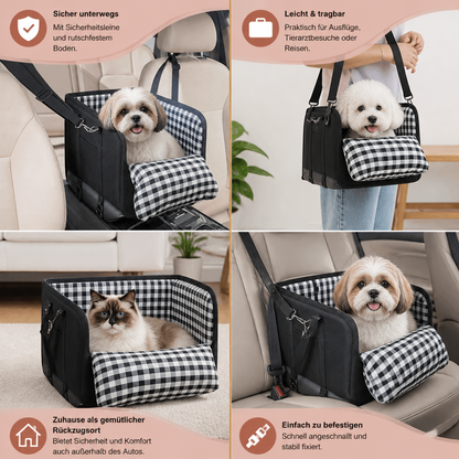 Sichere Auto-Transporttasche für kleine Hunde & Katzen mit Sicherheitsleine & rutschfestem Boden