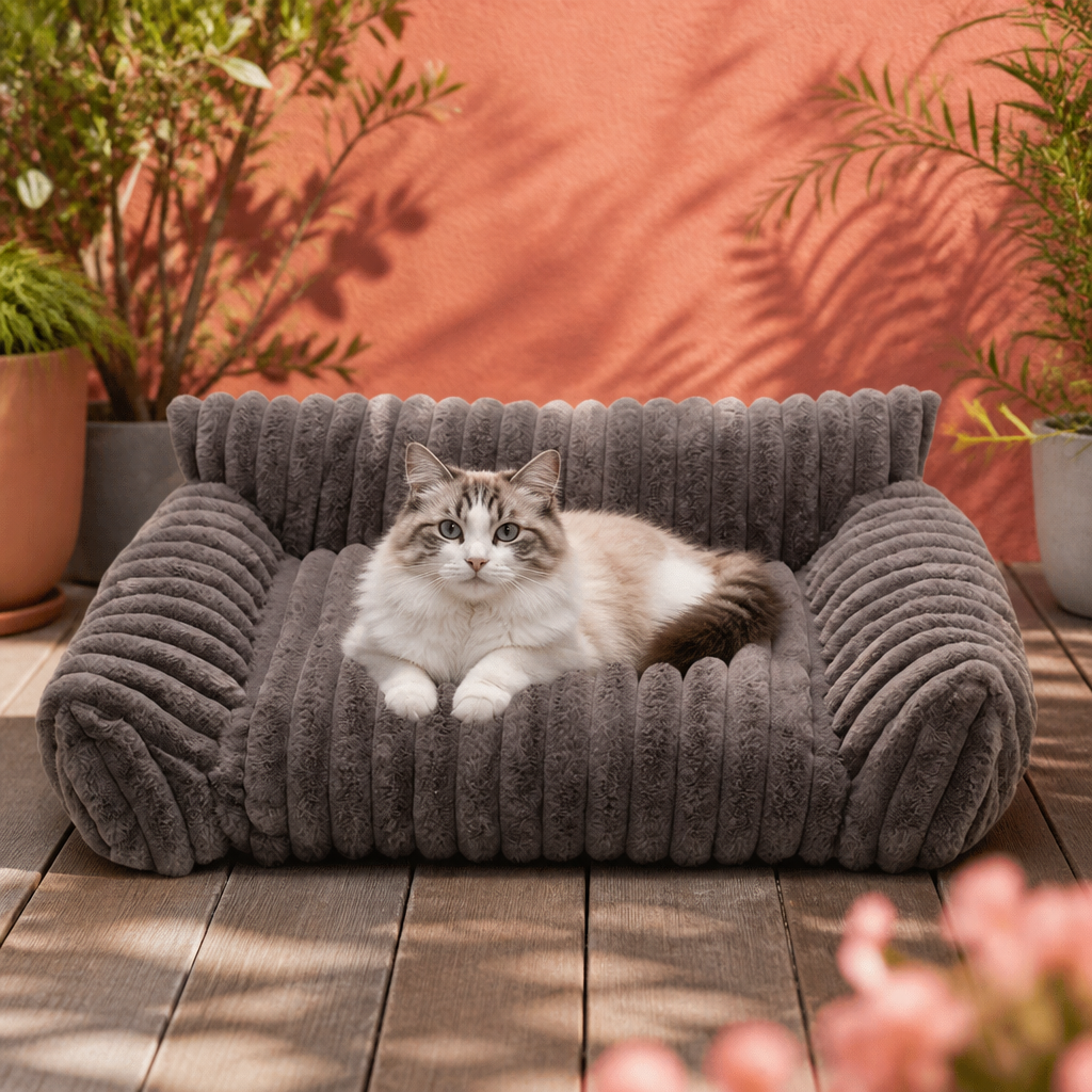 Flauschiges Wolken-Haustiersofa mit weichen Seitenpolstern & waschbarem Bezug