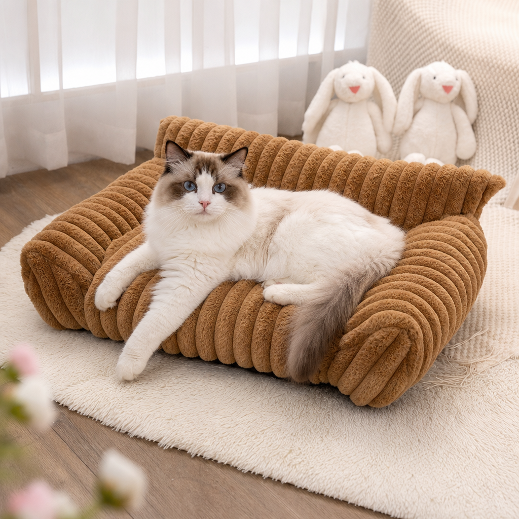 Flauschiges Wolken-Haustiersofa mit weichen Seitenpolstern & waschbarem Bezug