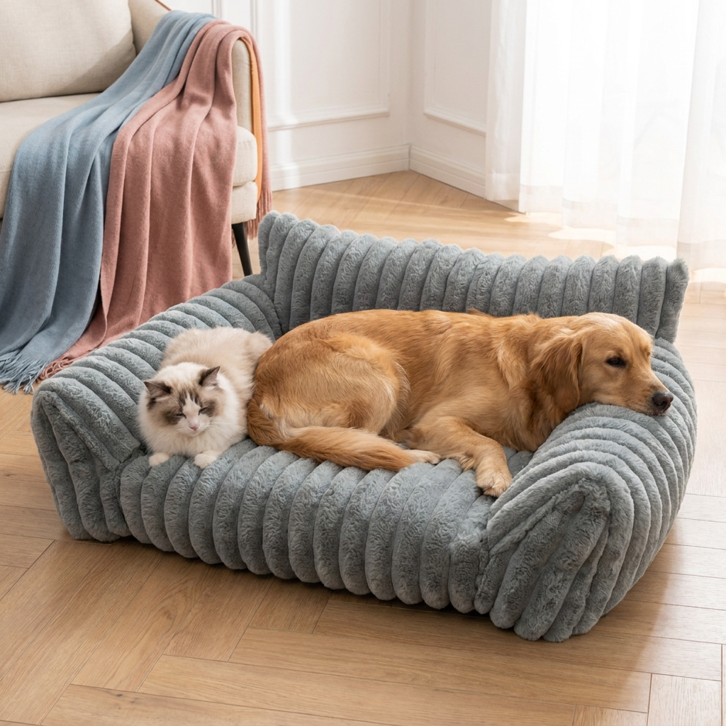 Flauschiges Wolken-Haustiersofa mit weichen Seitenpolstern & waschbarem Bezug