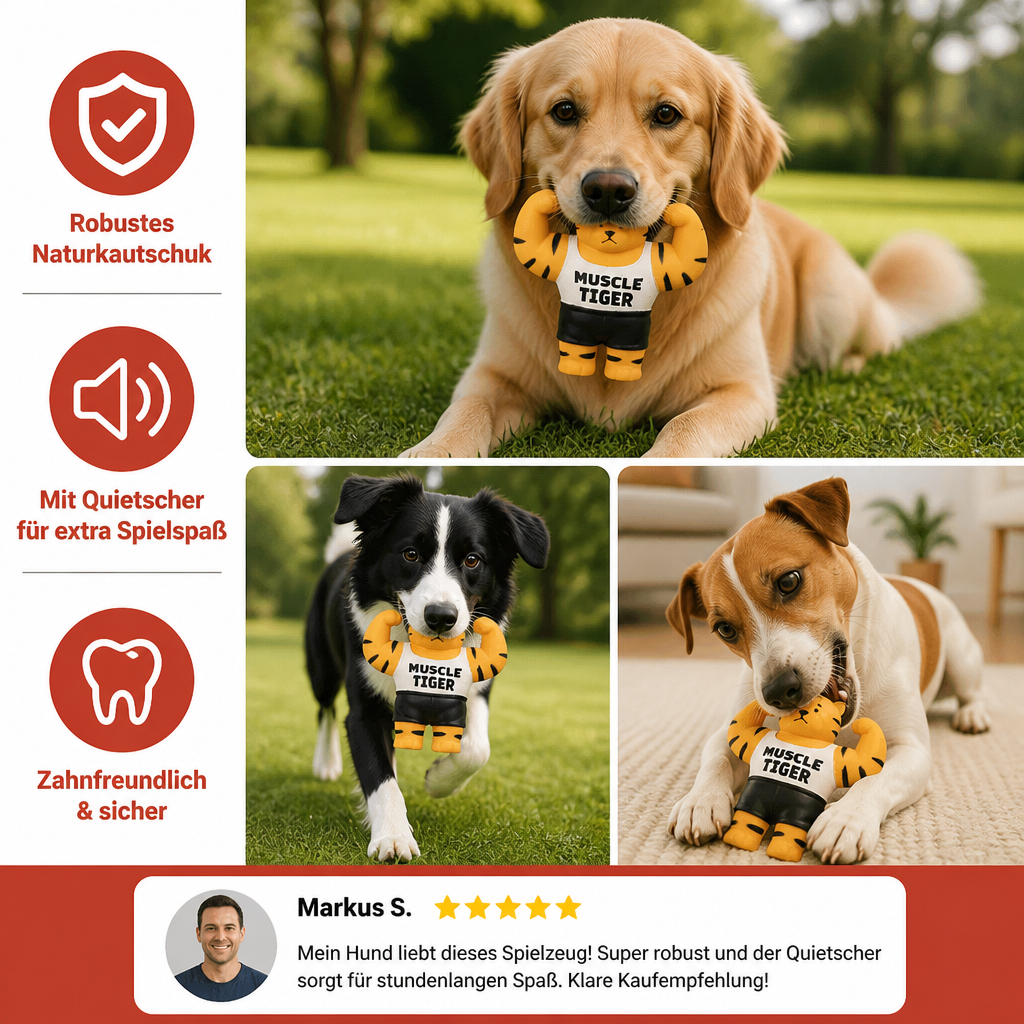Robustes Muskelmann-Quietschspielzeug für Hunde