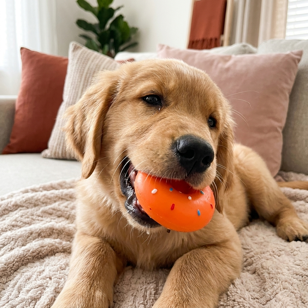 Buntes Donut-Quietschspielzeug für Hunde