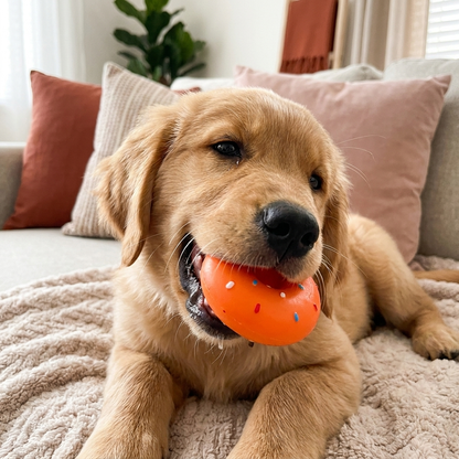 Buntes Donut-Quietschspielzeug für Hunde