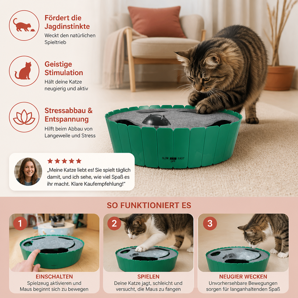 Interaktives Versteckspiel mit Maus für Katzen