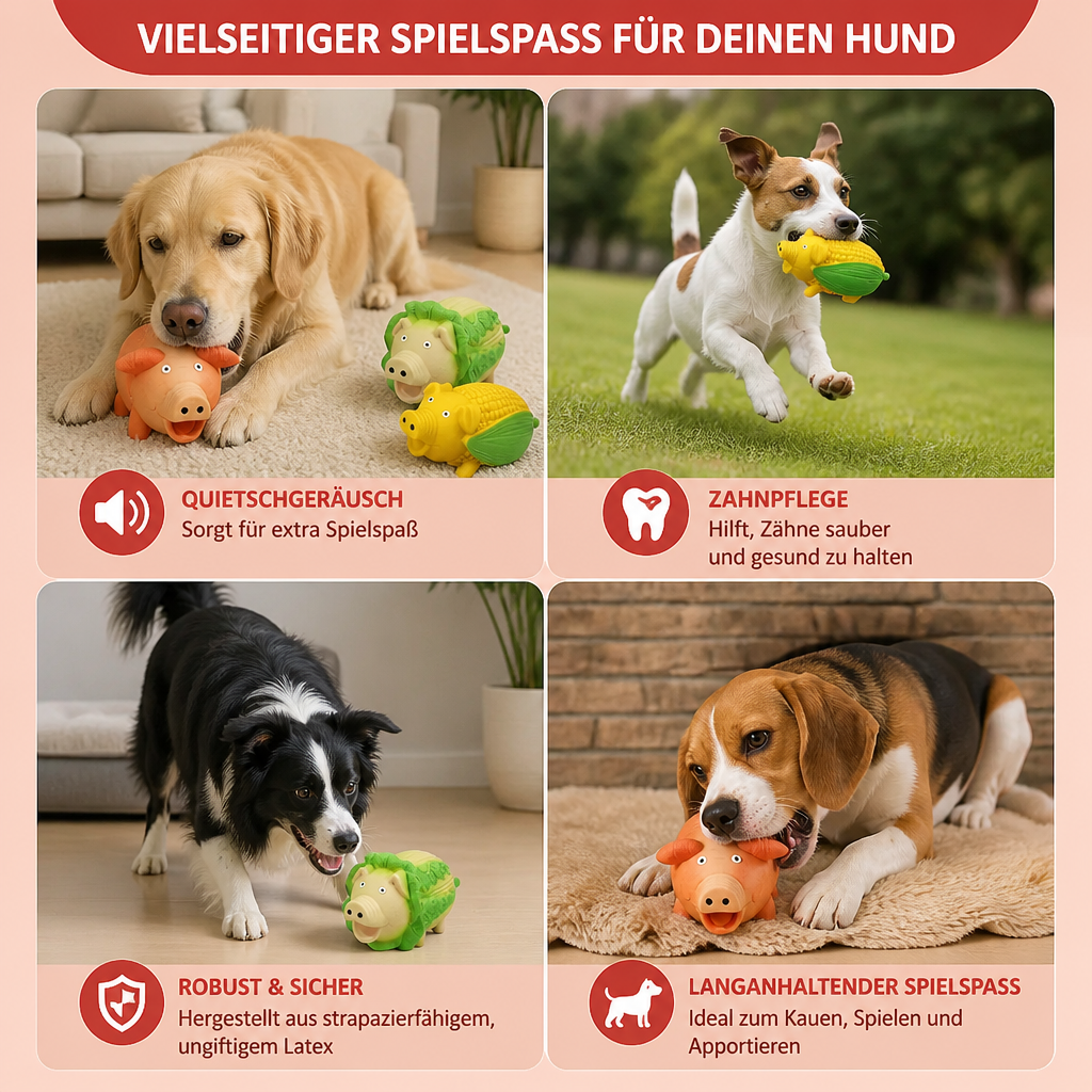 Robustes Quietschspielzeug aus Latex im Bauernhof-Design für Hunde