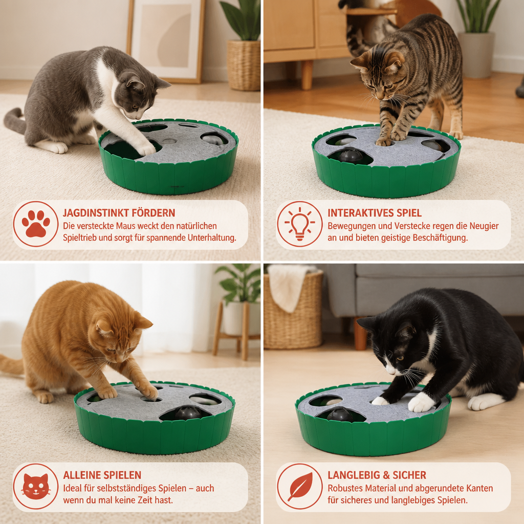 Interaktives Versteckspiel mit Maus für Katzen