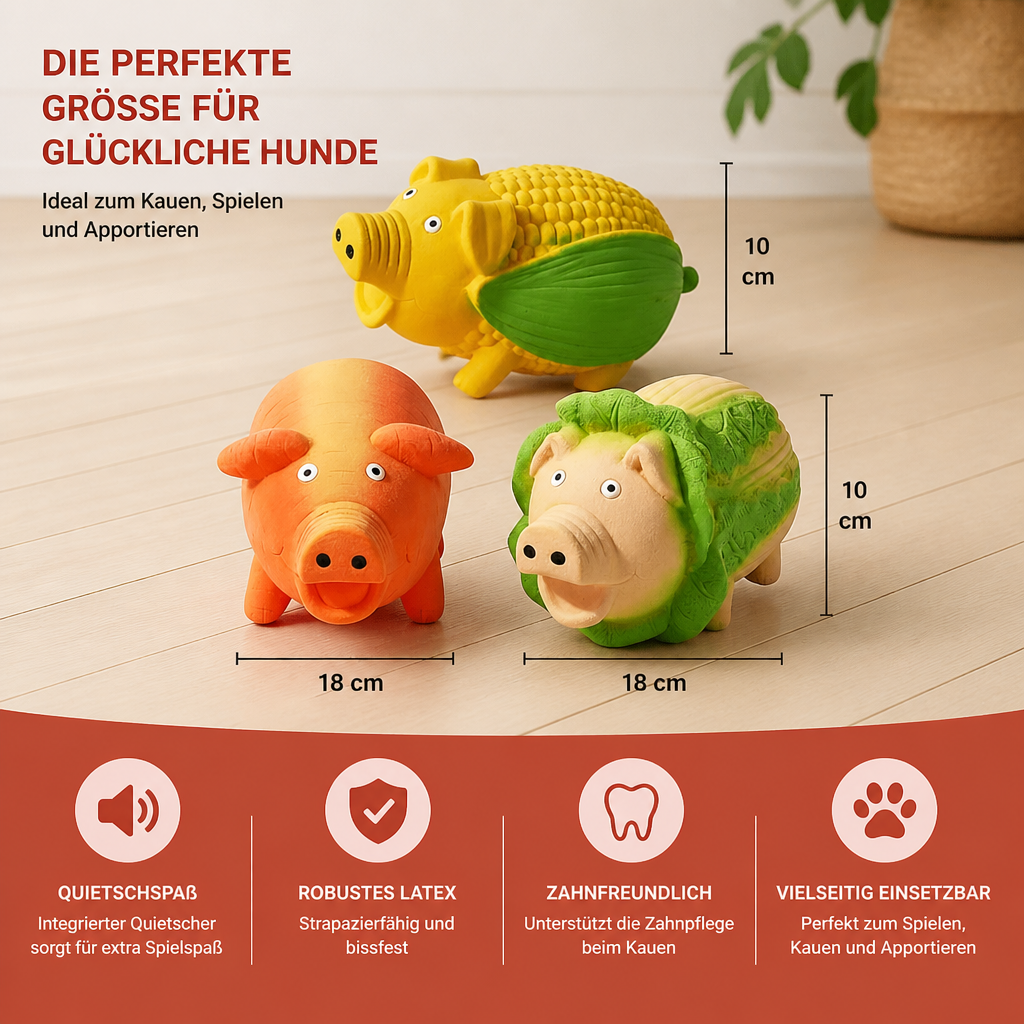 Robustes Quietschspielzeug aus Latex im Bauernhof-Design für Hunde