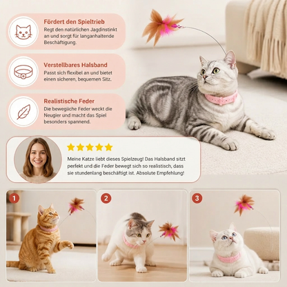 Interaktives Feder Katzenspielzeug mit Verstellbarem Halsband und Spannendem Spielspaß
