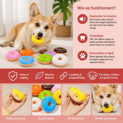 Buntes Donut-Quietschspielzeug für Hunde