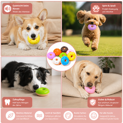 Buntes Donut-Quietschspielzeug für Hunde
