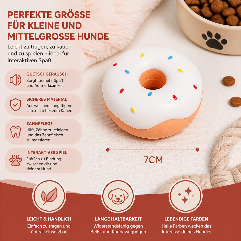 Buntes Donut-Quietschspielzeug für Hunde