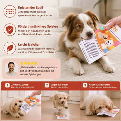 Robustes, interaktives Hundespielzeug aus knisternder Zeitung