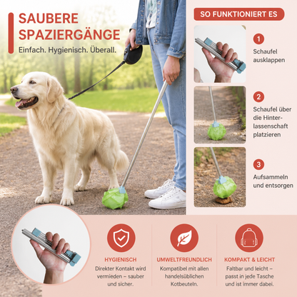 Tragbarer Hundekot Schaufel mit Ausziehbarem Griff für Saubere Spaziergänge