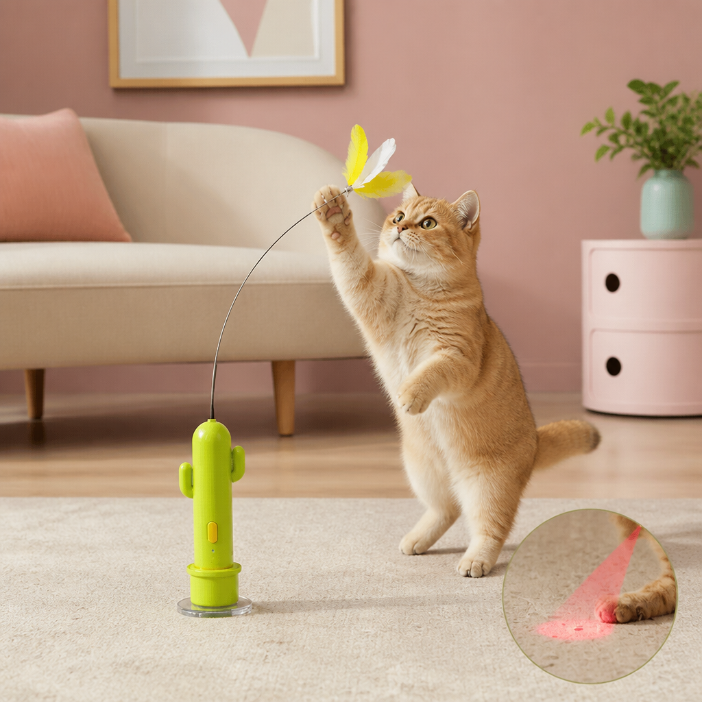2-in-1-Spielzeug für Katzen: Automatischer Schmetterling und Laser