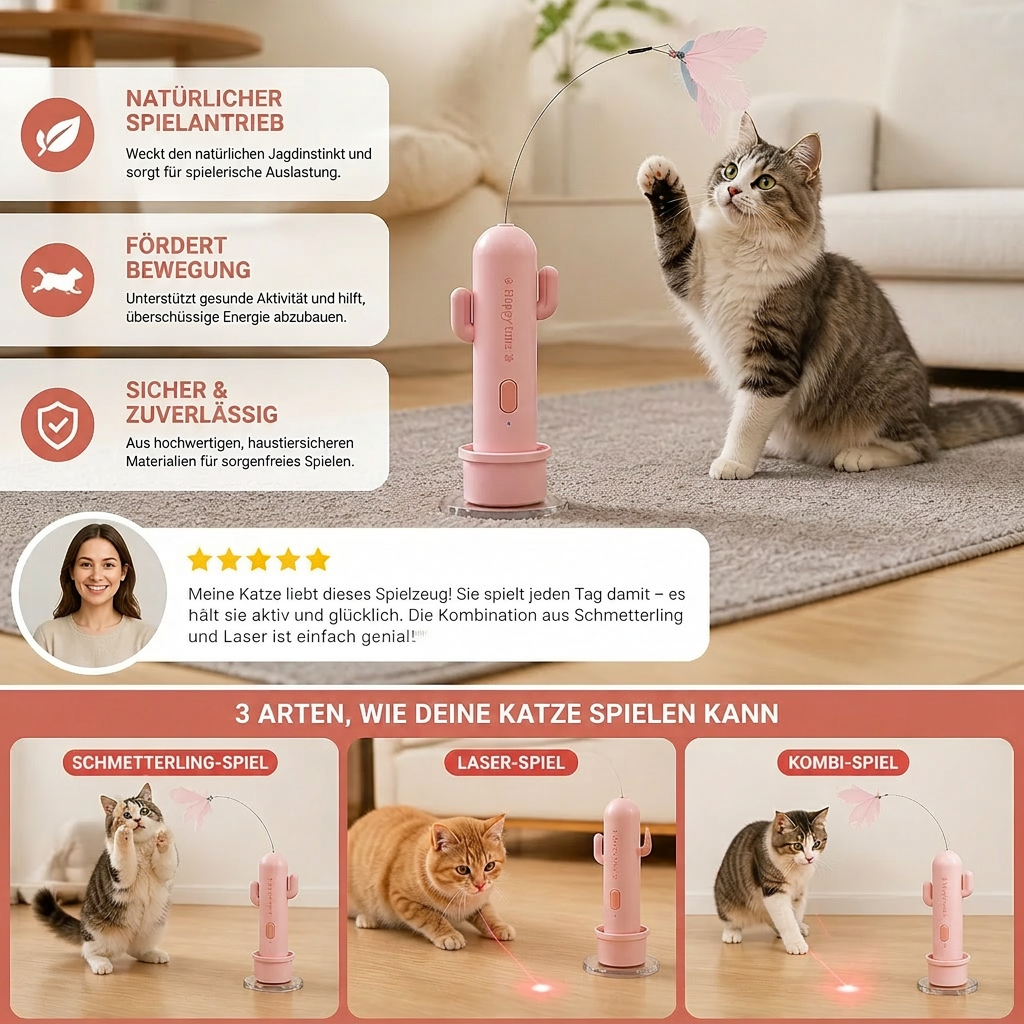 2-in-1-Spielzeug für Katzen: Automatischer Schmetterling und Laser