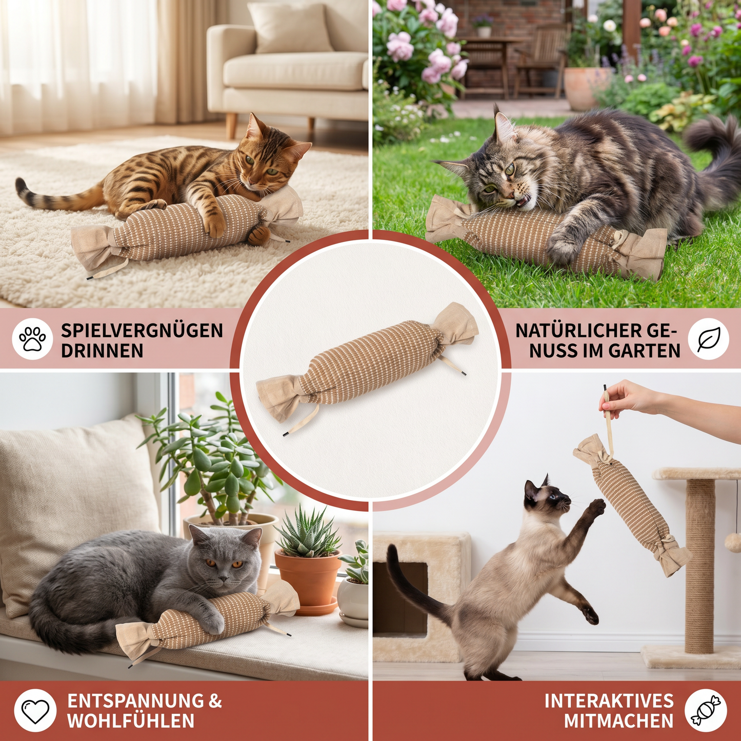 Umweltfreundliches Katzenspielzeug aus Jute mit Katzenminze – strapazierfähige interaktive Spieltasche
