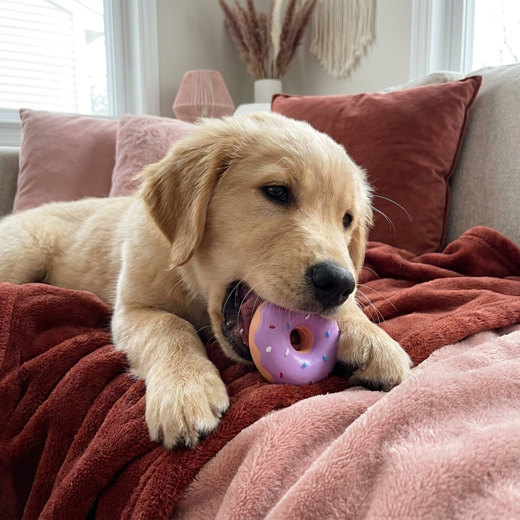 Buntes Donut-Quietschspielzeug für Hunde
