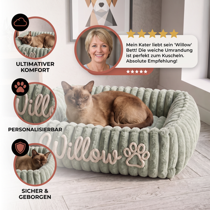 Personalisiertes, flauschiges Wolken-Katzenbett mit weicher Umrandung